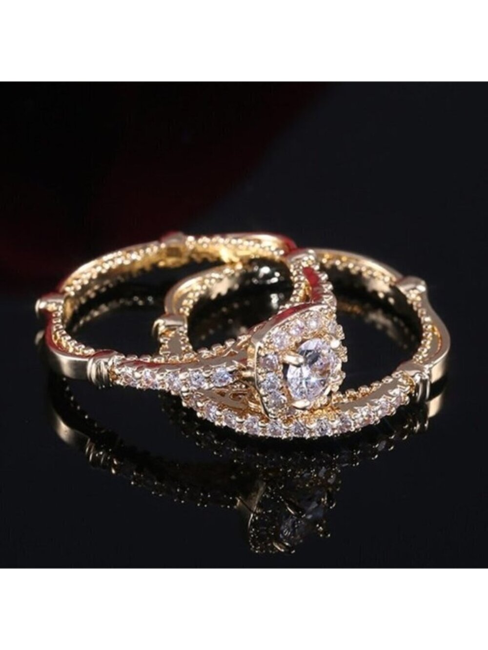 💎 Dainty Square Full Gems Zircon Gold Luxury Ring for Women, INDN8237